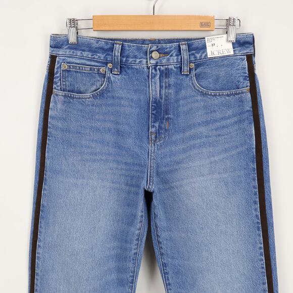 J.Crew Mid Rise Relaxed Straight Jean with Suede Stripe Size 27 NWT - Picture 3 of 9